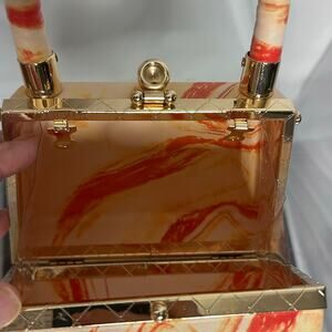 Marble Swirl Acrylic Box Bag Gold Frame Mini Top Handle Crossbody Y2K Glam